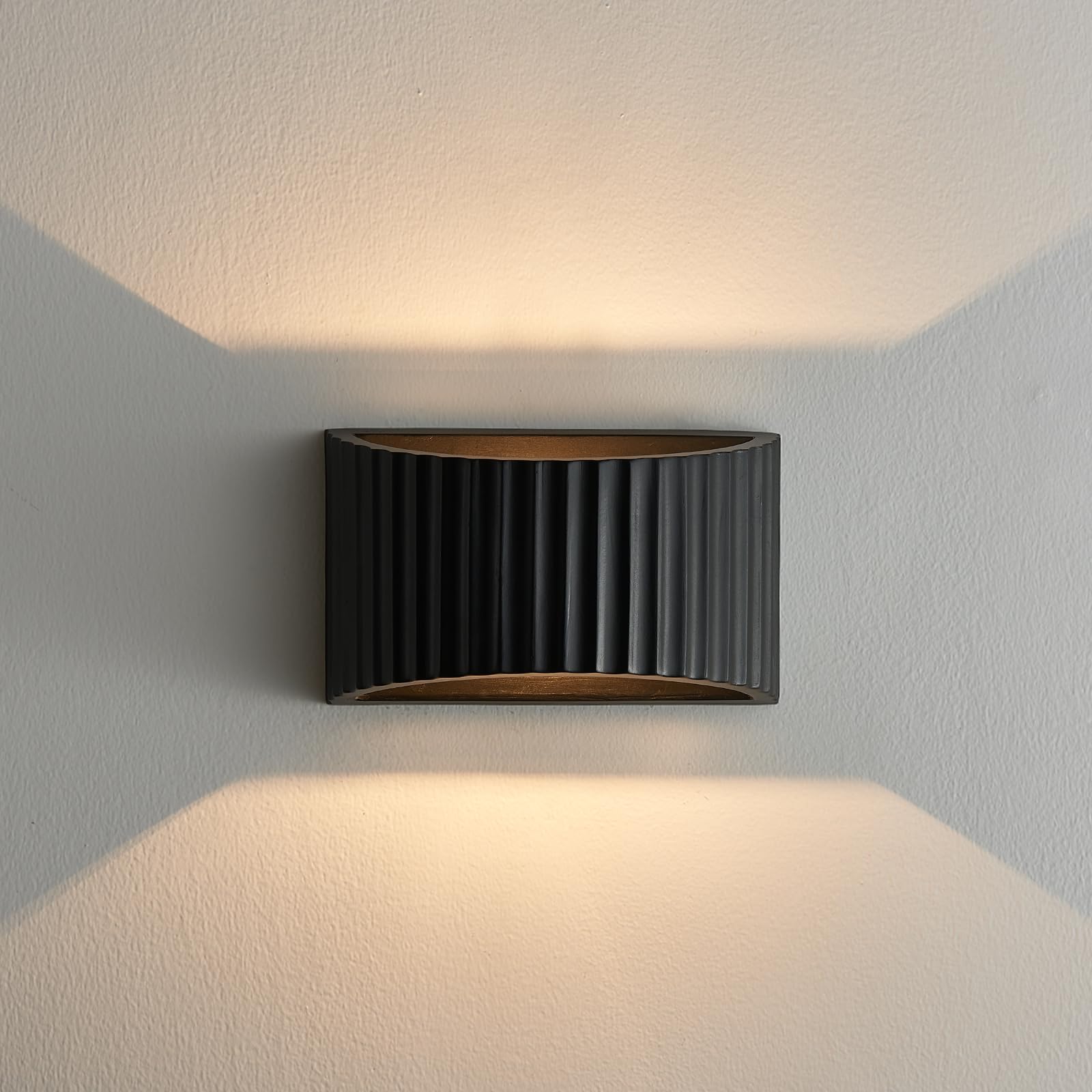 Photo 1 of Small Flat Indoor Hardwired Up Down Modern Black Plaster LED Wall Sconce