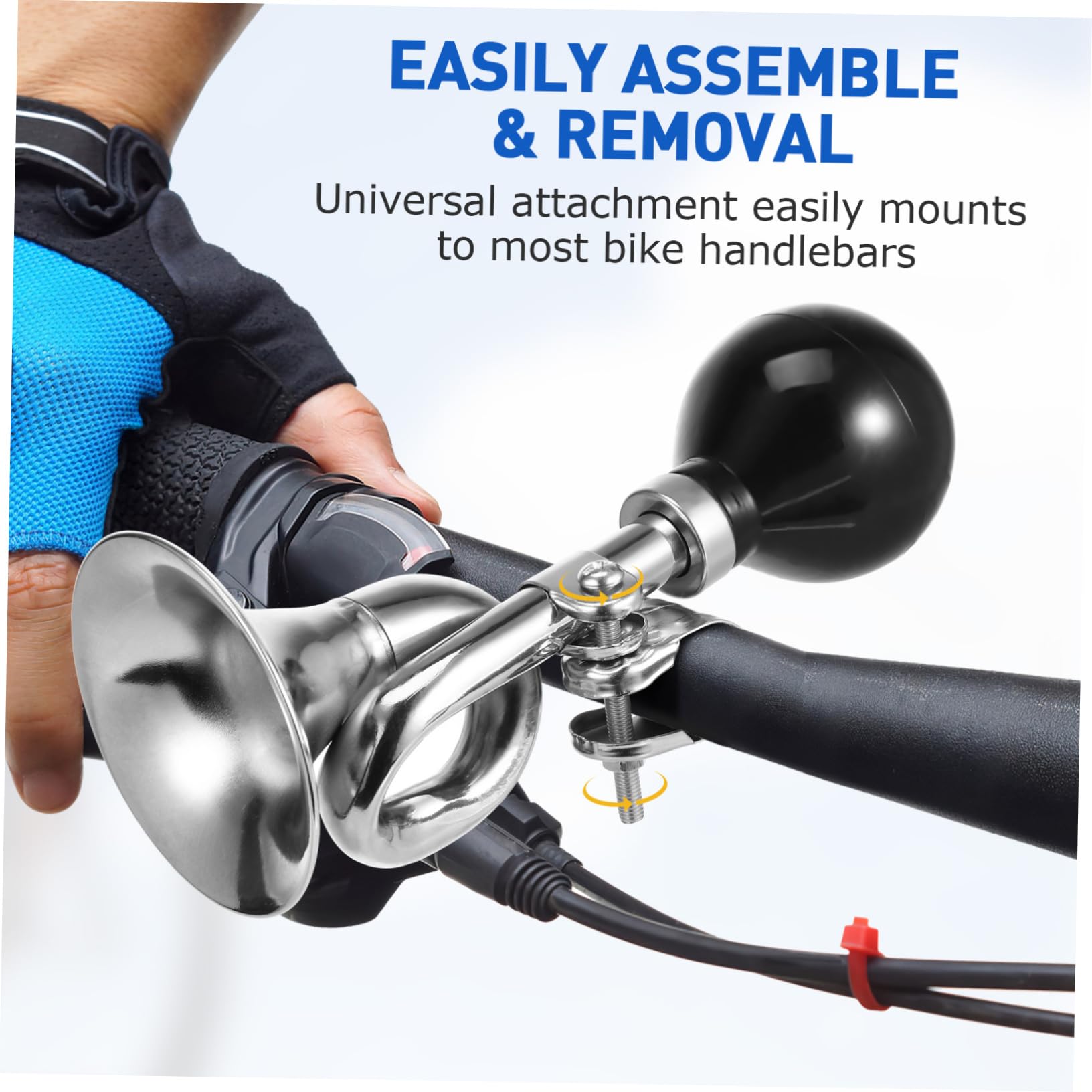 Abaodam Sonnette de vélo klaxon de clairon de vélo poignée klaxon Fort pour vélo honker Sonnerie de vélo Adultes Bike Horn Alarm klaxon d'accessoires de vélo Silver