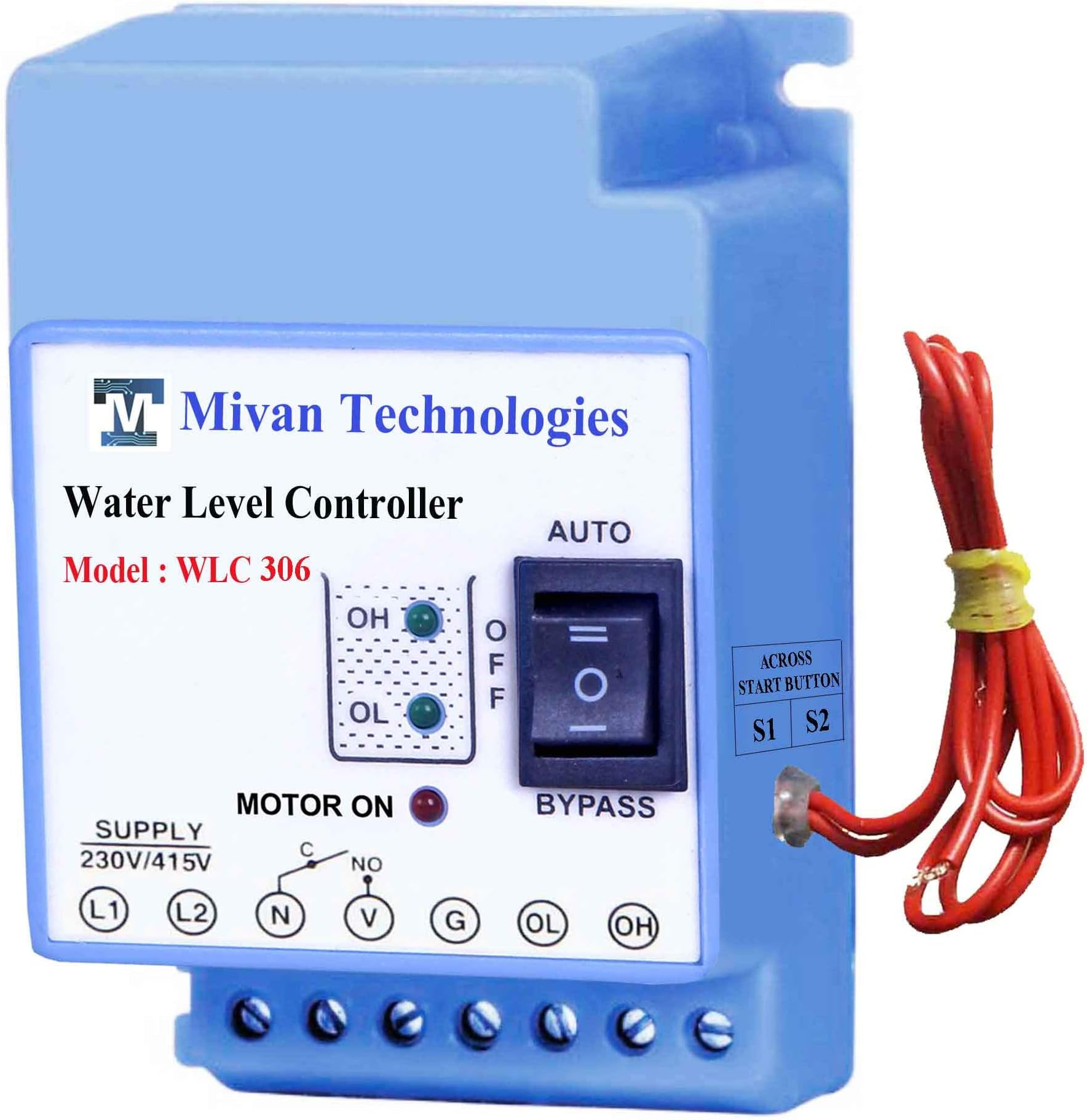 Mivan Technologies 3 Phase Fully Automatic Water Level Controller for Motor & Submersible Pump Suitable for All Starters