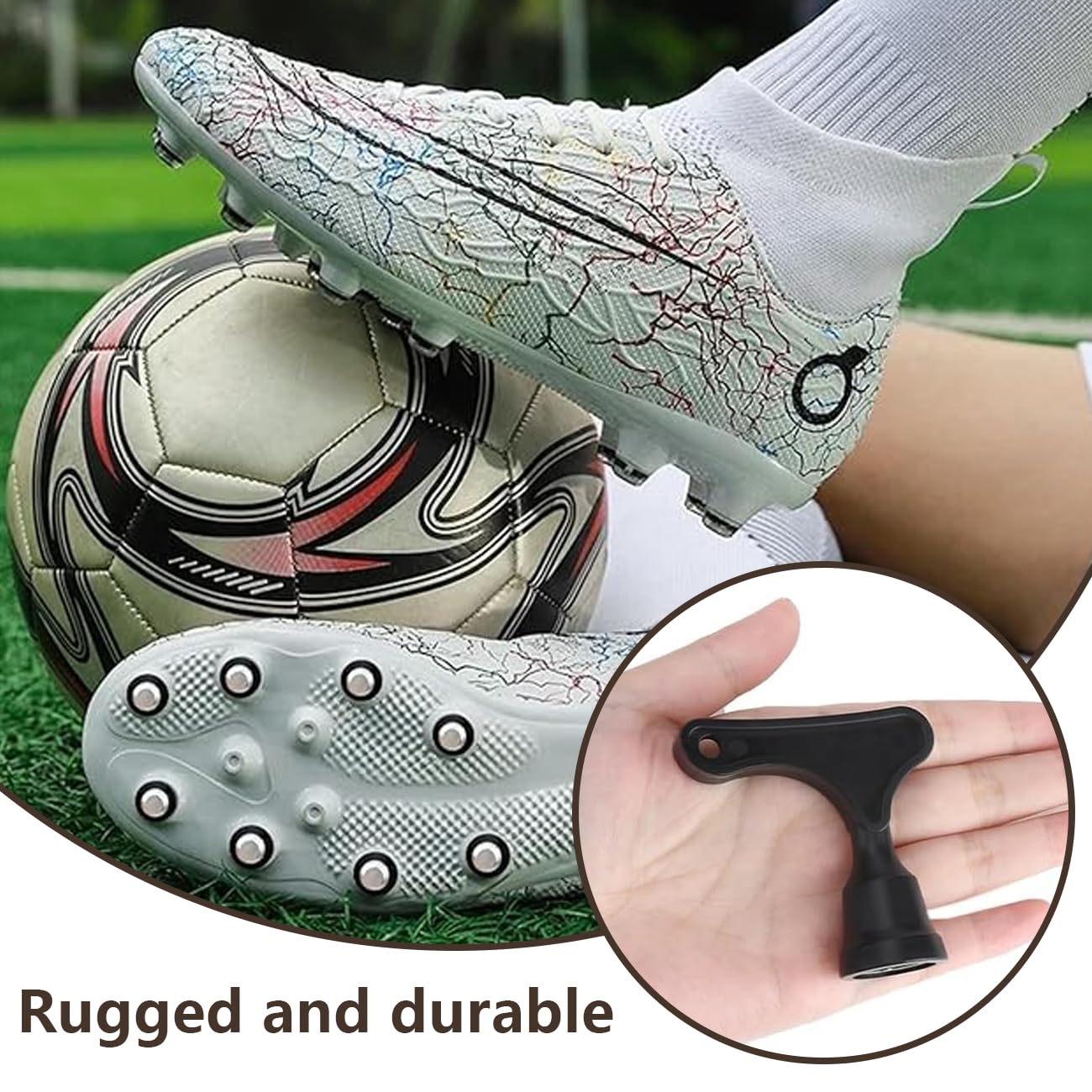 Chiave a perno per scarpe da calcio, chiave a perno per scarpe da calcio, chiave a perno da rugby, strumento di ricambio in acciaio per calcio e rugby (nero)