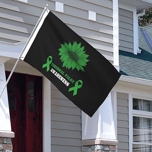 Bandera de 3 x 5 pies para concientización sobre parálisis cerebral de doble cara, grande para pared, dormitorio, sala de estar, decoración colgante