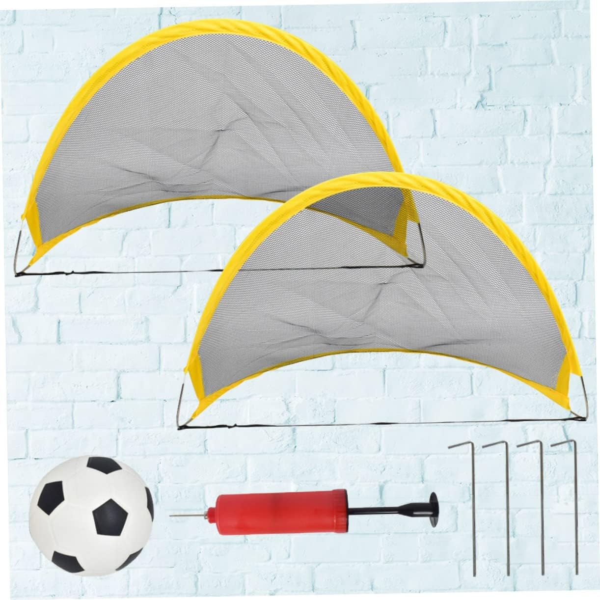2 Pcs Foldable Soccer Goal Net Set with Inflator Mini Football and Iron Nails for Outdoor Training and Sports Play Portable Football Training Door for Boys