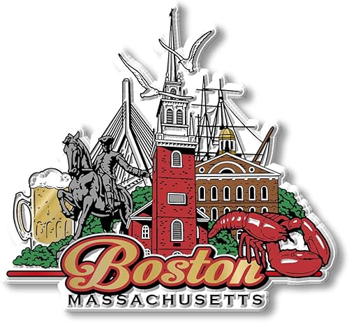 Imán Boston City de Classic Magnets, recuerdos coleccionables fabricados en los Estados Unidos, 4 x 3.6 pulgadas disponible en Yaxa Peru
