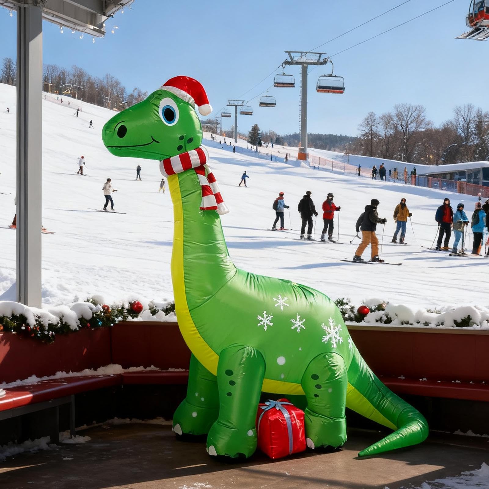 Ogromne Ozdoby Świąteczne 1.8 m Dinozaur z LED Światłami | Nadmuchiwane Ozdoby Świąteczne Dinozaur Na Zewnątrz Do Ogrodu Podwórka Trawnika Tarasu Ganku Drzwi Wejściowych Wnętrza