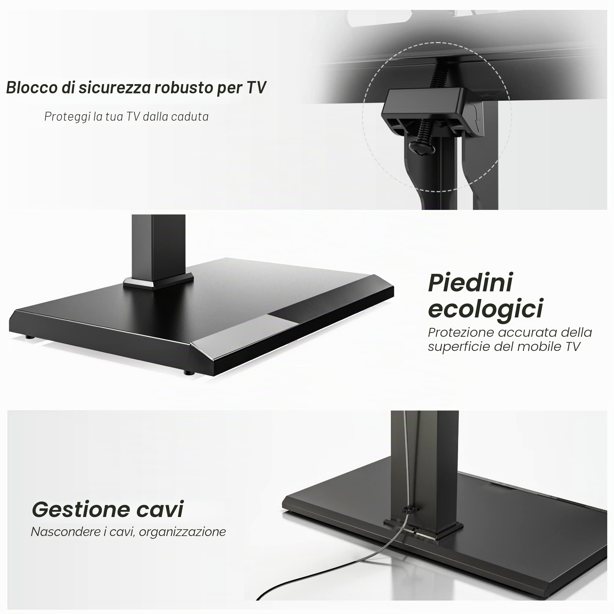FITUEYES Supporto TV da Pavimento per 27-65 Pollici, Porta TV da Terra con Ferro Base, Girevole e Altezza Regolabile Max VESA 400x400mm Portata 40kg