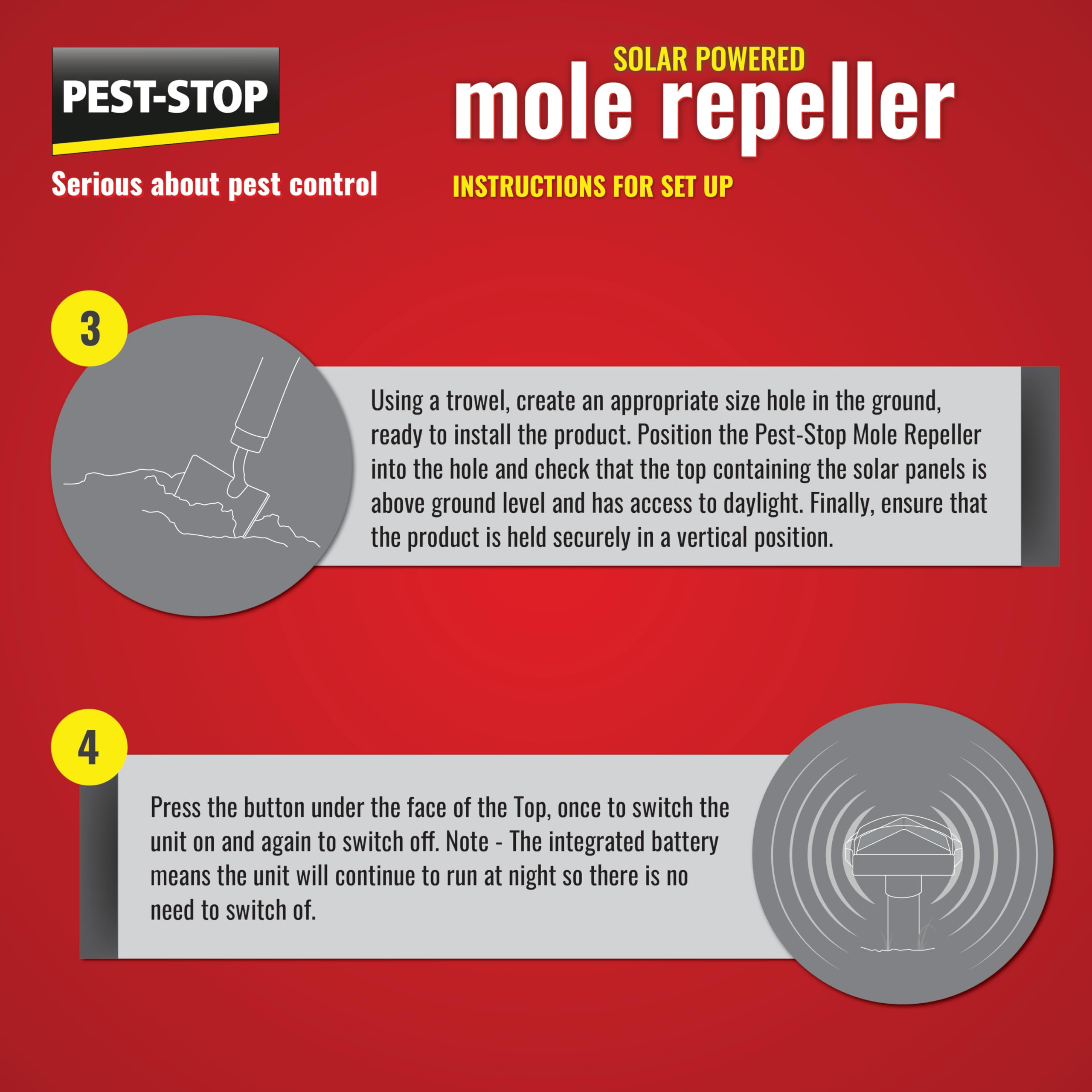 Pest-Stop Zasilany energią słoneczną odstraszacz kretów