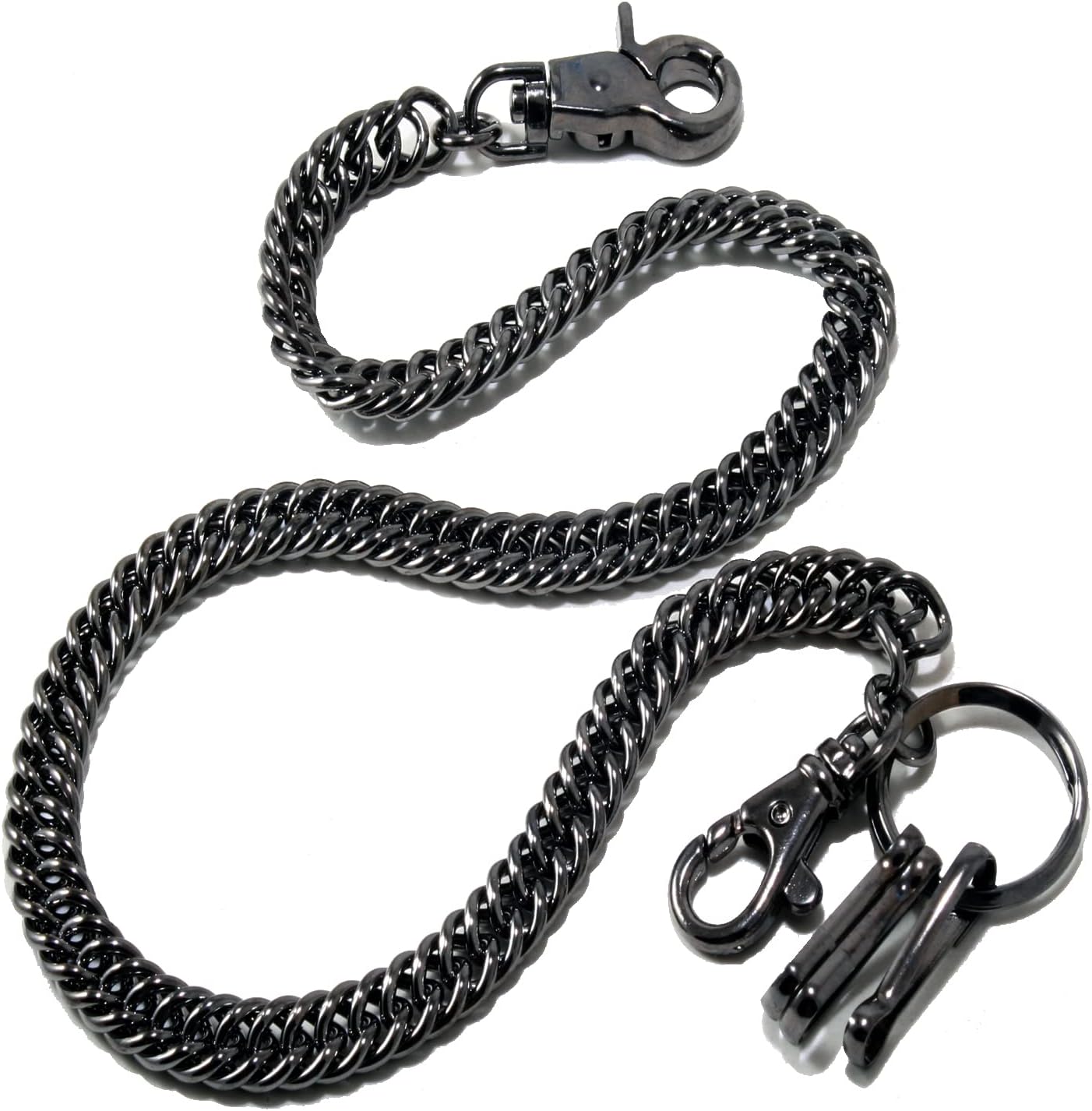 Simple Strong Pocket Keychain with Both Ends Lobster Clasps and Extra Ring Keychain Wallet Chain (20inch)