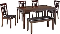 Signature Design by Ashley Bennox 6-Piece Dining Set with Bench, Brown - Extendable Table Seats 6 Comfortably