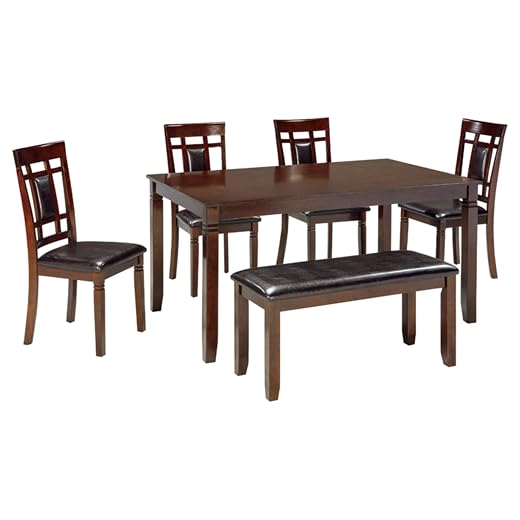 Signature Design by Ashley Bennox Dining Room Set, Includes Table, 4 18" Chairs & Bench, Brown