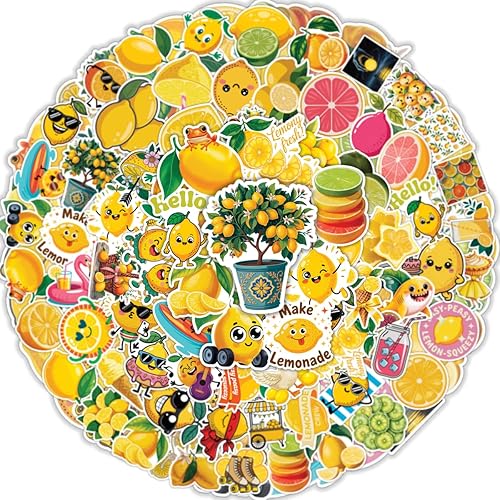 64PCS Lemon Stickers – Cute Citrus Fruit Vinyl Decals with