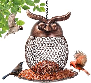 Bird Feeder for Outdoor, Squirrel Proof Metal Wild Bird Feeder Decoration for Hanging Outside Garden Yard, Cute Cat-Shaped