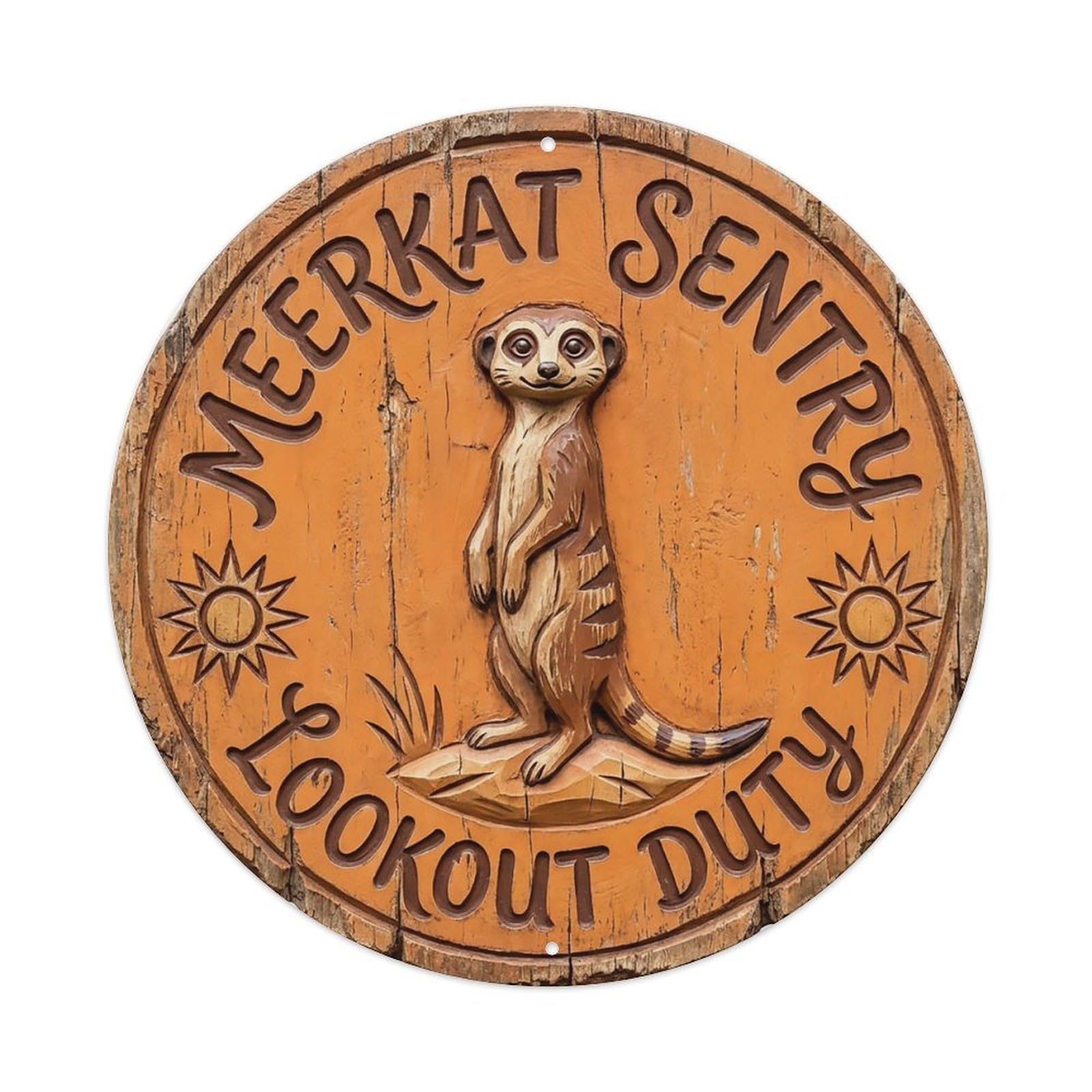 Cxhjca 8X8inch(20X20cm) Meerkat Sentry Lookout Duty Metal Tin Sign