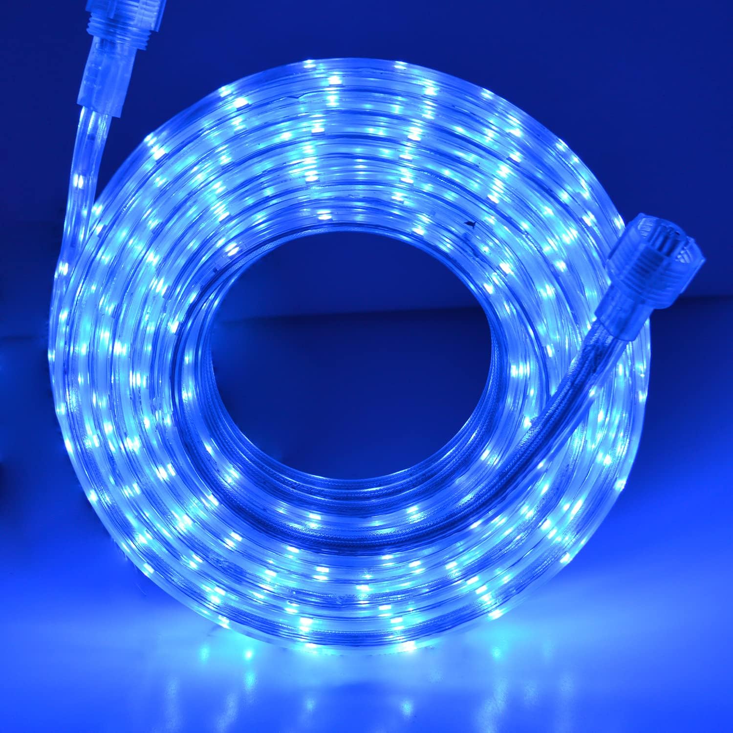SURNIE 12V Dimmable Blue Rope Lights Outdoor Waterproof 50ft Clear LED Light Strip