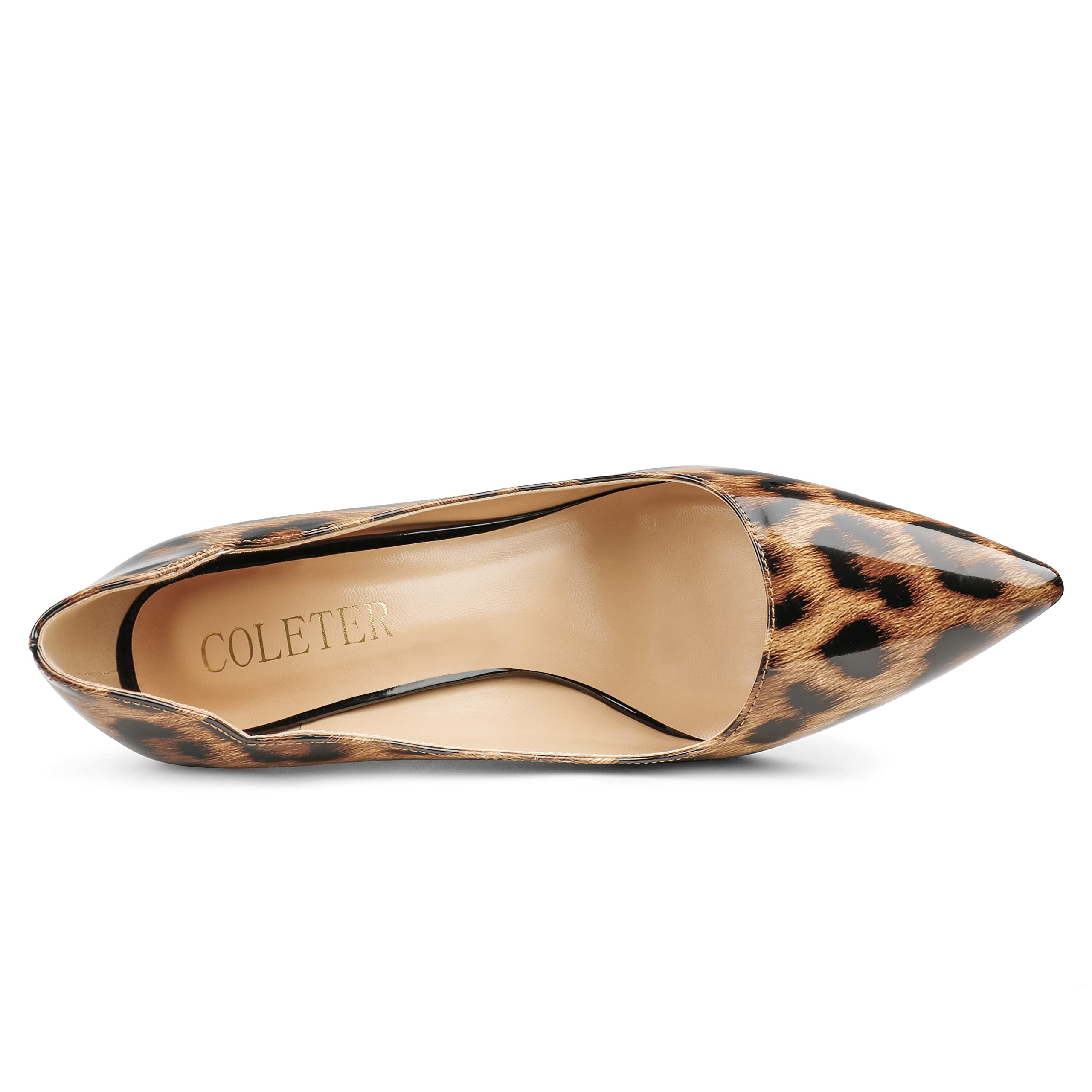 COLETER Women's 4 Inch Pumps Pointy Toe Wedding Dress Shoes Slip on Stiletto Pumps