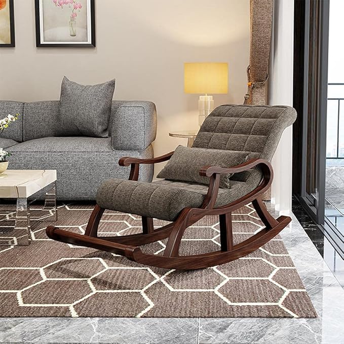 Solid Wood Rocking Chair, Living Room Armchair Relax Rocking Chair