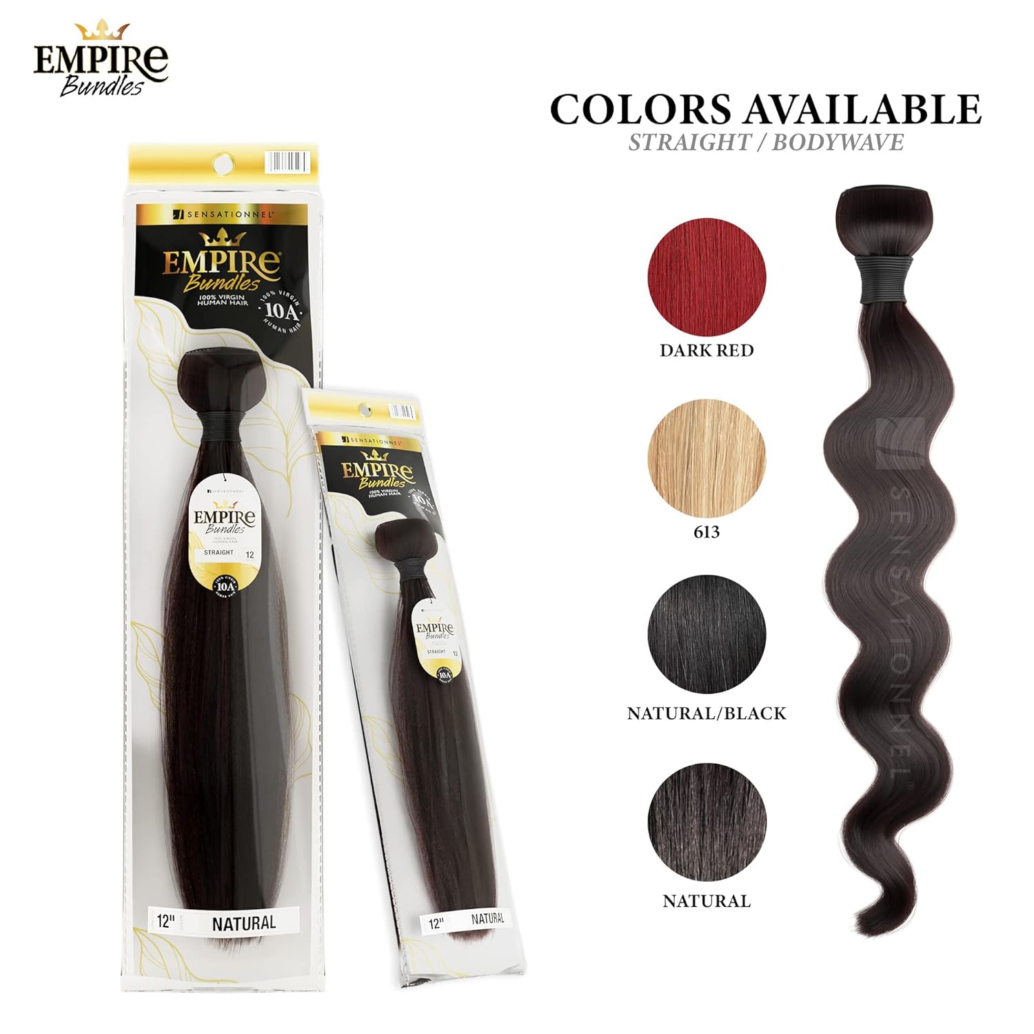Sensationnel Empire bundles- body wave 10a tangle shed free human hair for weaving and sew in styles - 2 pack (16 inch, NATURAL/BLACK)