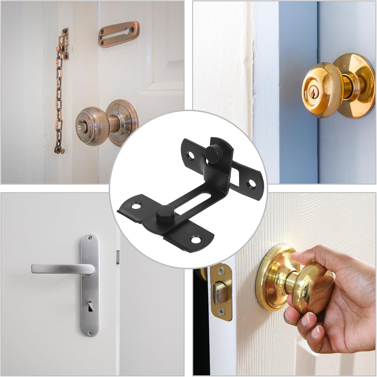 2pcs Barn Door Latch: Sliding Barn Door Lock 90 Degree - Right Angle Flip Gate Latch for Bathroom Garage Sliding Windows Closet Bedroom - Gate Hardware
