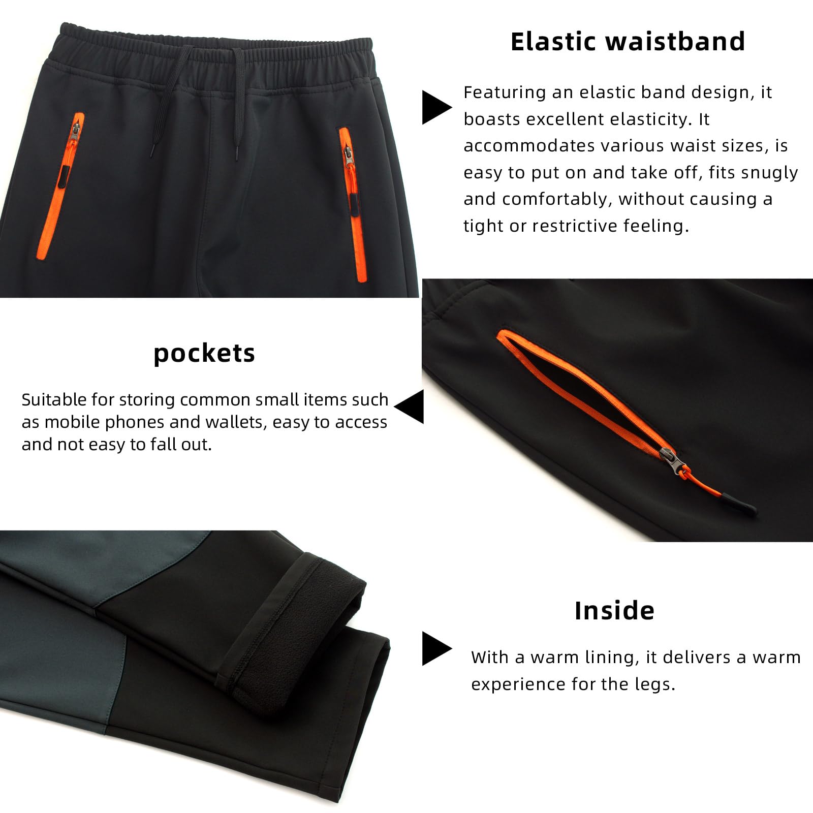 MEILONGER Pantalon de ski pour garçon et fille - Pantalon de ski - Pantalon de randonnée - Pantalon softshell - Coupe-vent - Chaud - Pantalon d'hiver - Pantalon thermique de trekking