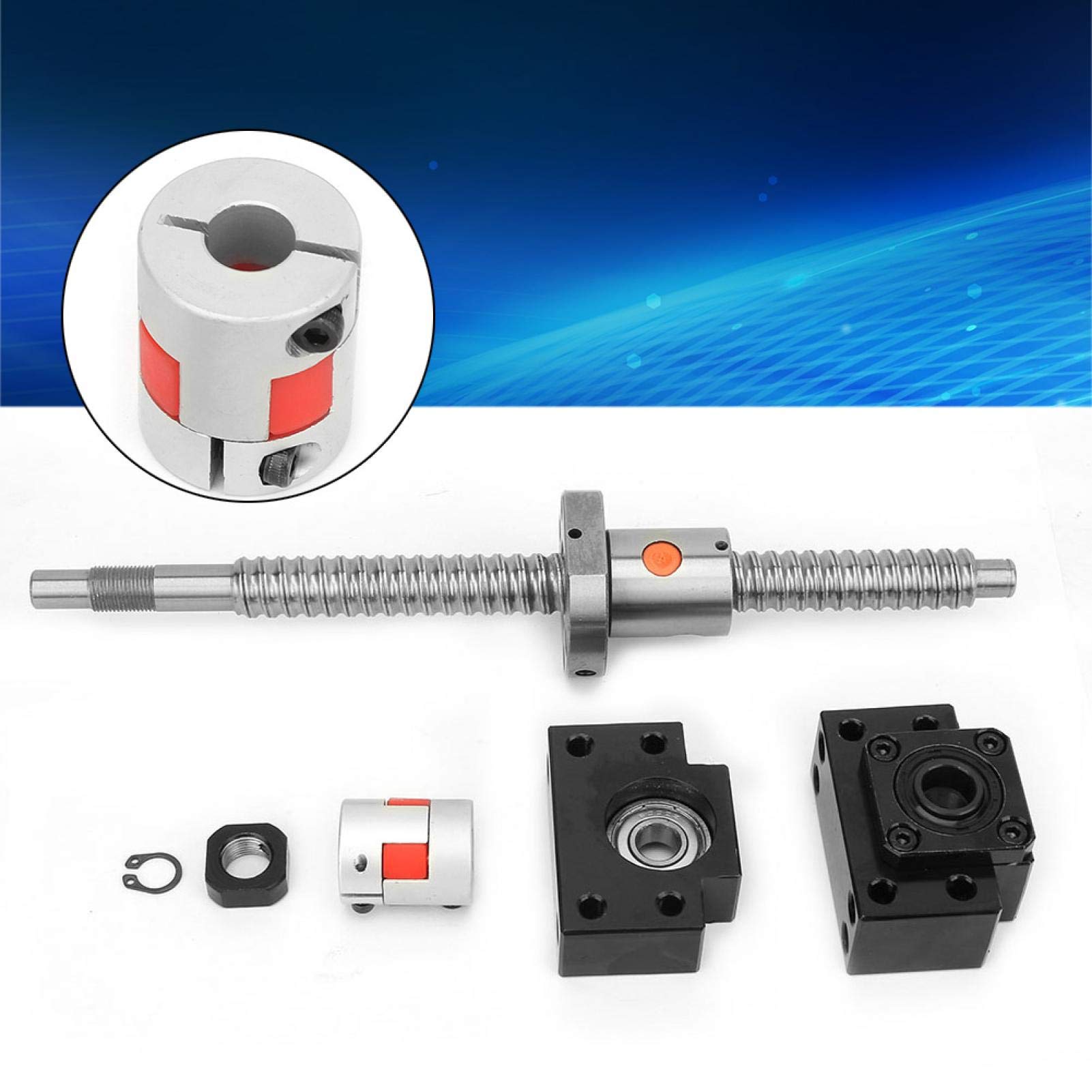 Vis à Billes, Jeu de vis à Billes, 1 Jeu de vis à Billes en Acier Inoxydable SFU1605 250mm et écrou et Support BK/BF12 et Accouplement 6.35 * 10mm