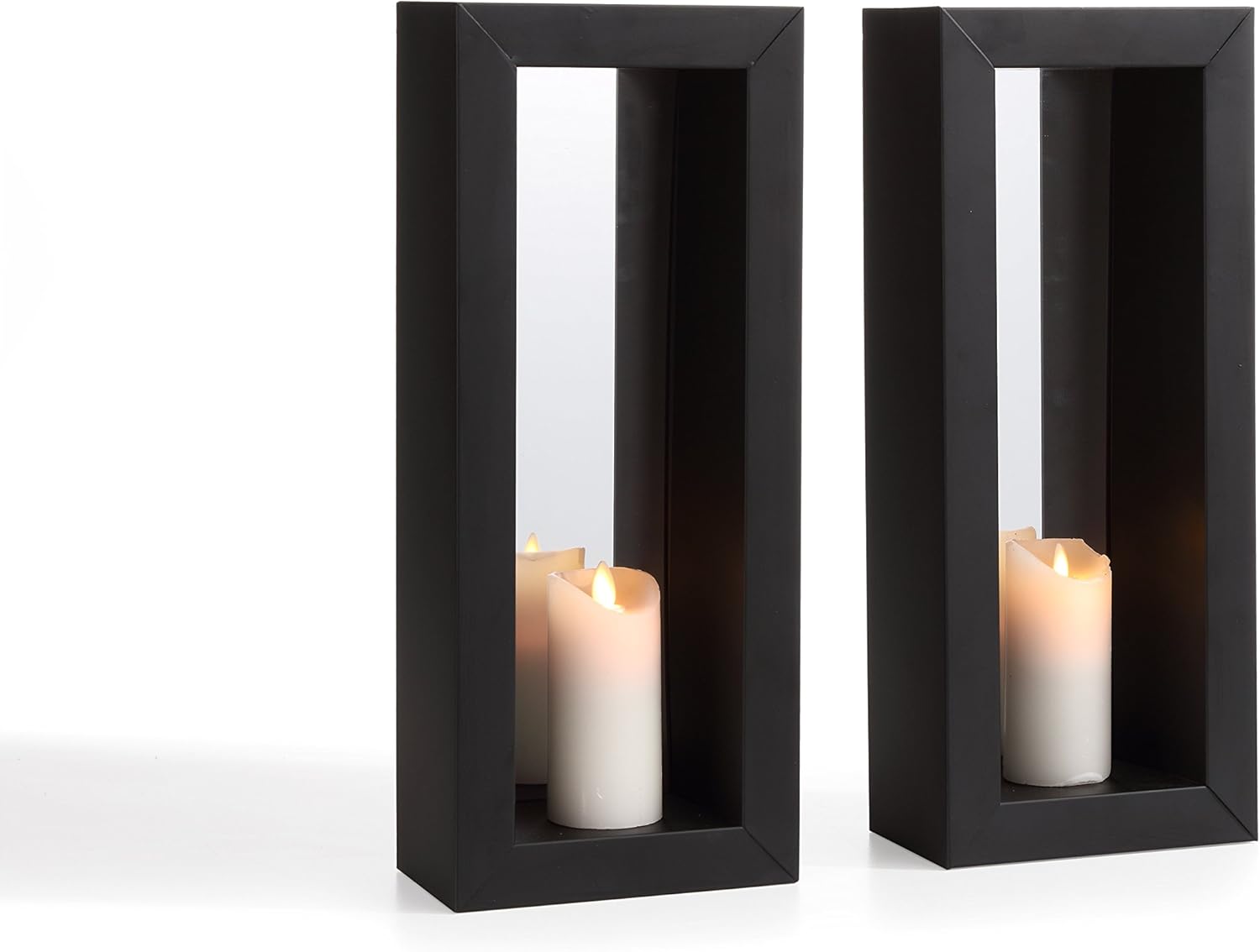 Amazon Com Danya B Set Of 2 Vertical Mirror Pillar Candle Sconces With Metal Frame Furniture Decor