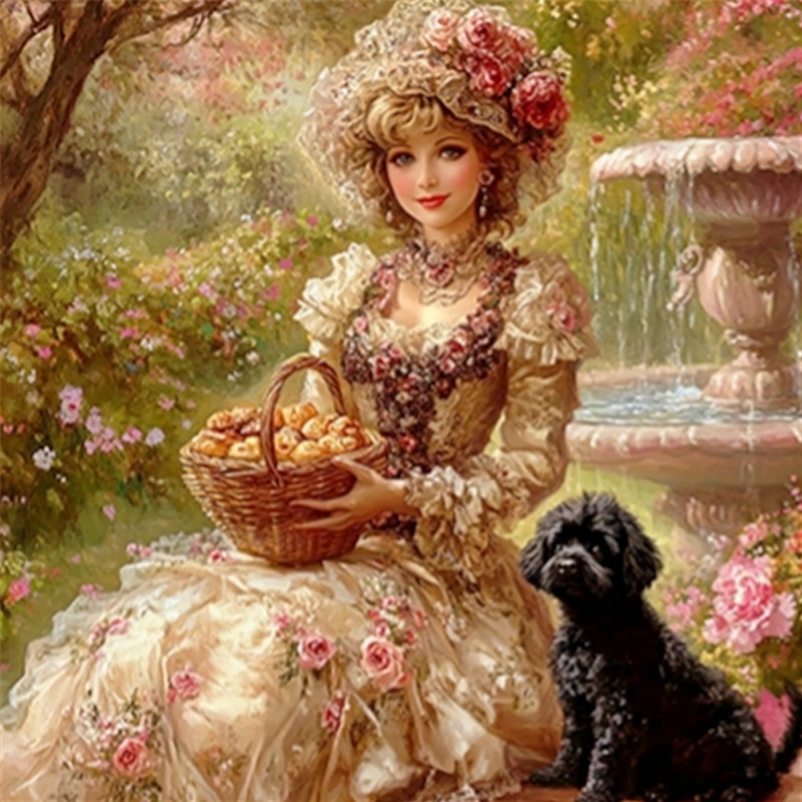 Girl Full 11CT DIY Stamped Needlework Embroidery Kit 45x45cm Printed Cross-Stitch Kits Embroidery Needlepoint Starter Kits for Adults Home Decor