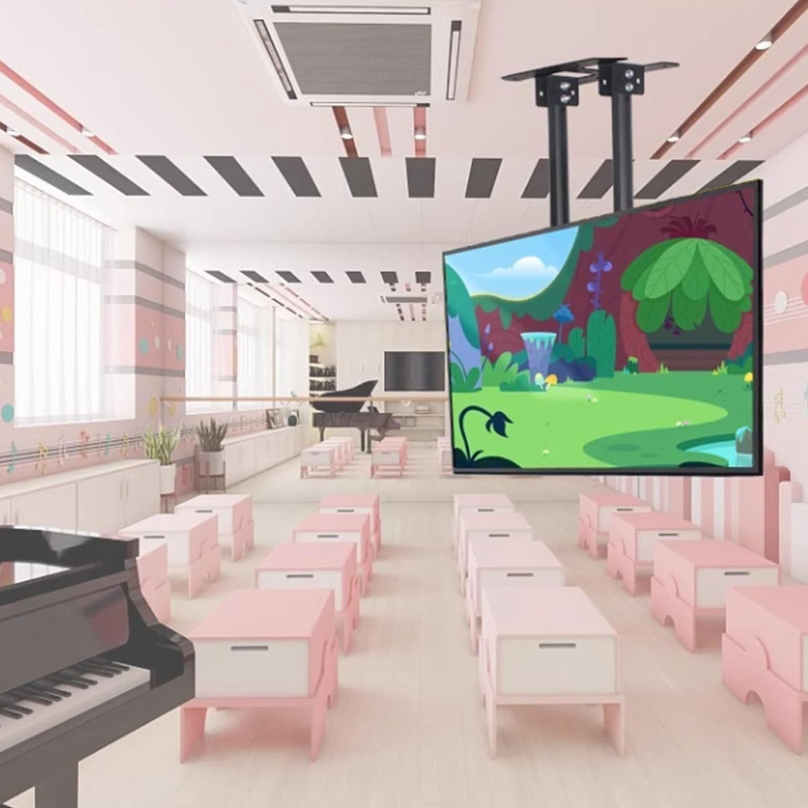 Support de plafond TV pour salon et salle de réunion compatible grands écrans 55-100 pouces