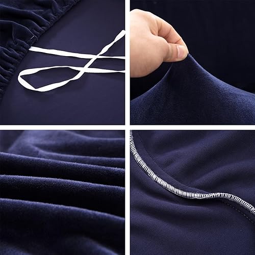 Miniatura 6 de vctops Funda elástica de terciopelo para sofá, 1 pieza, suave y esponjosa, protector de muebles antideslizante con parte inferior elástica para