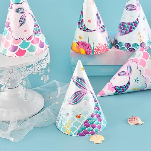 Miniatura 4 de WERNNSAI Sombreros de Fiesta de Cumpleaños - 12 Piezas Suministros de Fiesta de Cumpleaños Sombreros de Cono con Diademas Sombreros de Papel