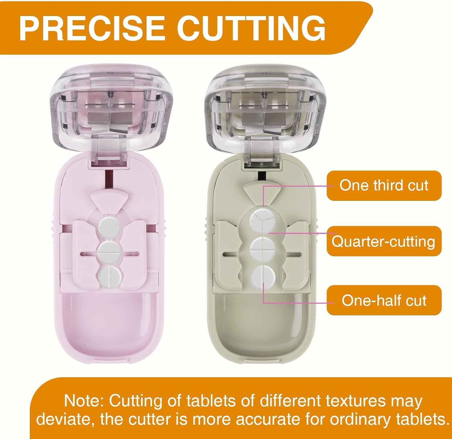 2PCS Portable Pill Cutter Splitter, 1/2 1/3 1/4 Pill Cutter Splitter for Small and Tiny Pills with Storage Box