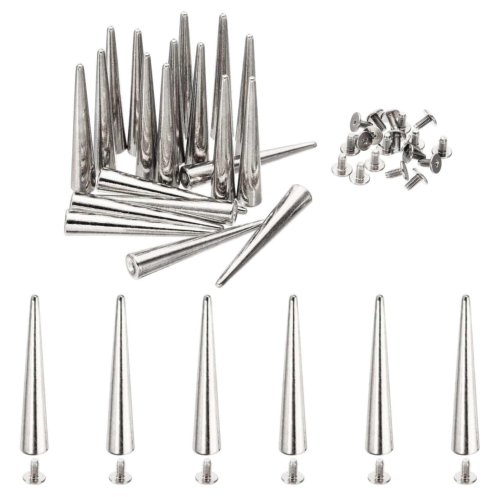 20 Set Borchie E Spine Per Pelle - Rivetti Metallici Tono Oro 7x20mm Per Fai Da Te - Foto 9