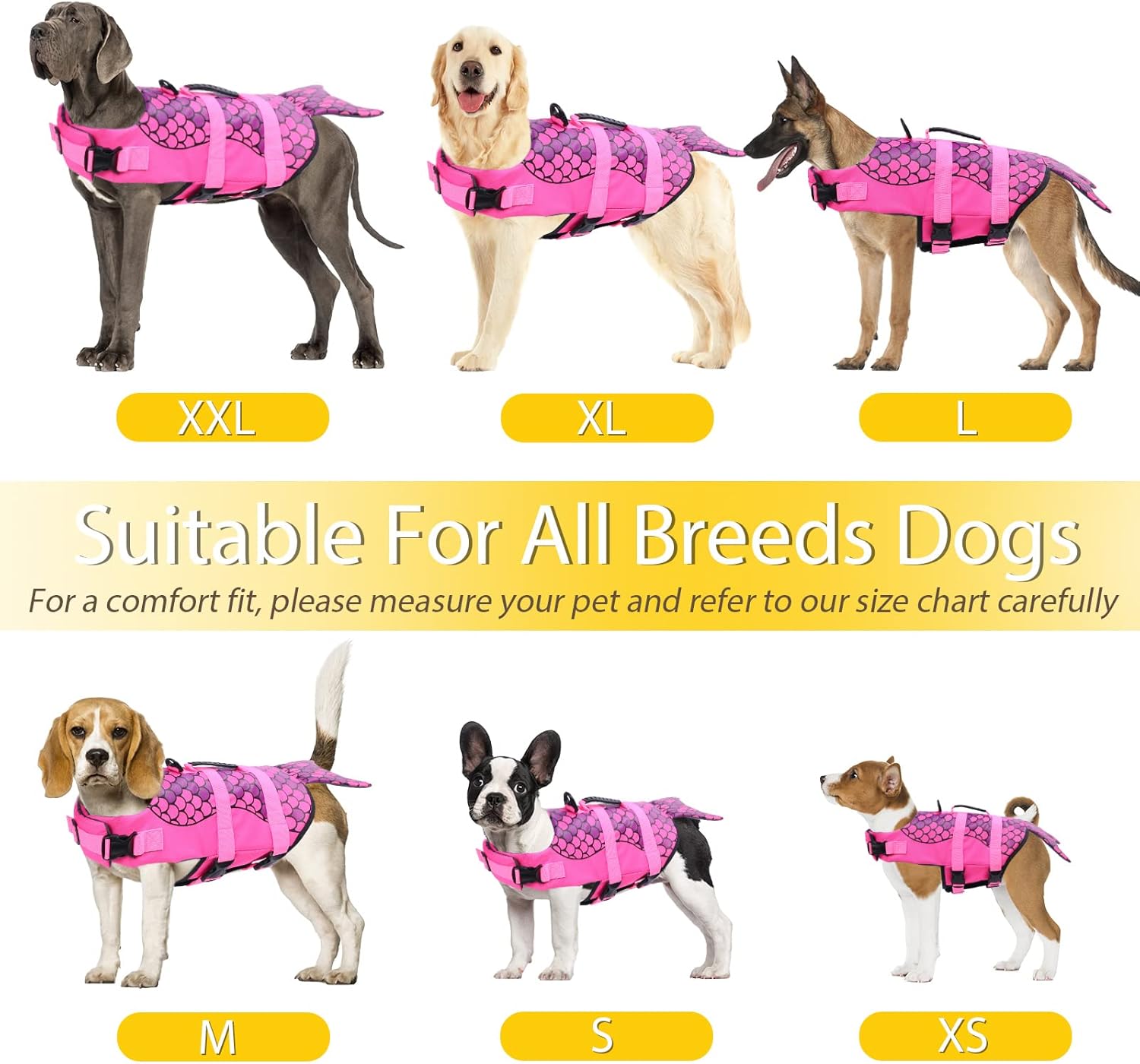 Dog Life Jackets, Ripstop Pet Floatation Life Vest for Small, Middle