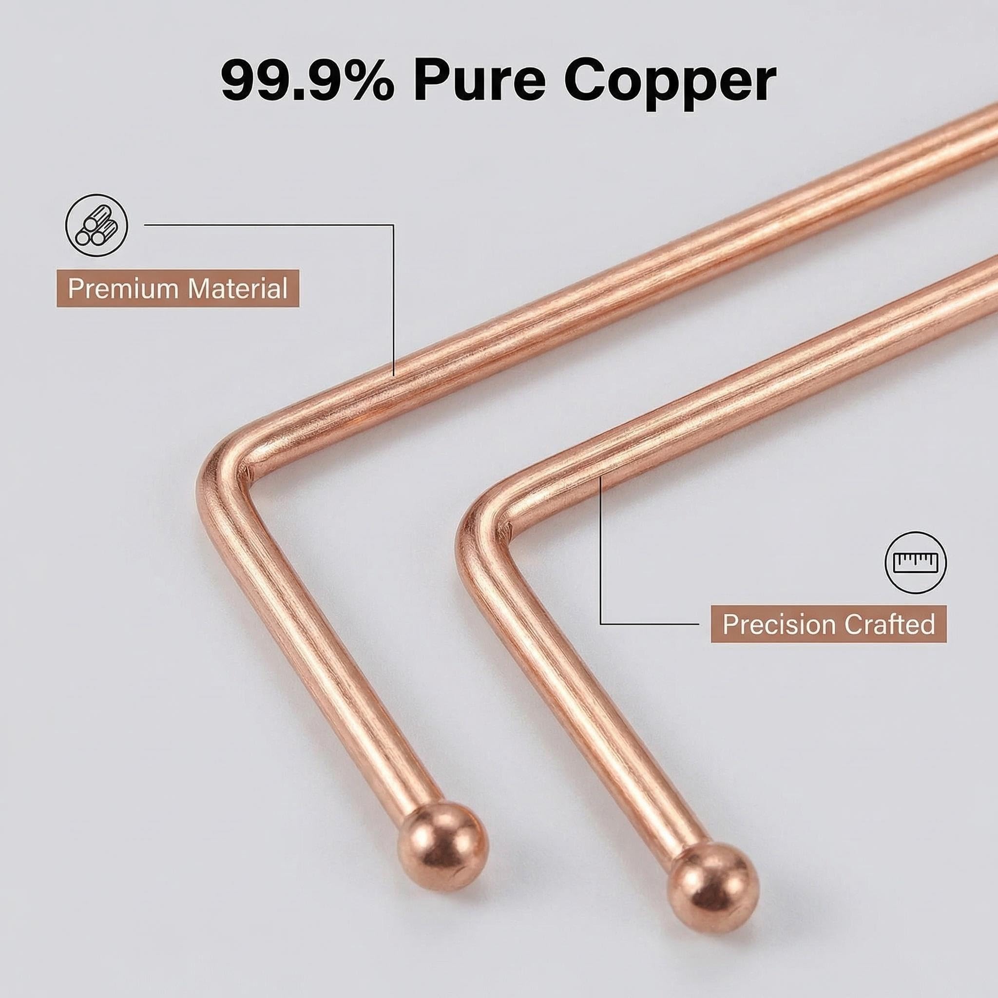 2PCS Baguette Sourcier Cuivre Pur 99,9%, Baguette Divinatoire pour Recherche d’Eau, Chasse au Trésor et Localisation d’Objets Enfouis, Outil de Géomancie Haute Qualité