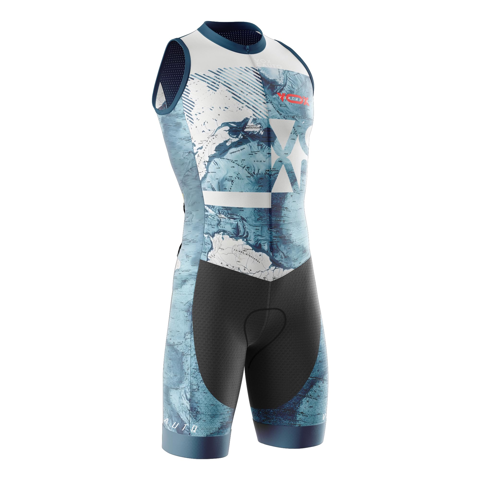 Combinazione Triathlon Uomo Senza Maniche | Trisuit per Ciclismo, Corsa e Nuoto | Body Intero in Lycra Traspirante con Fondello Italiano