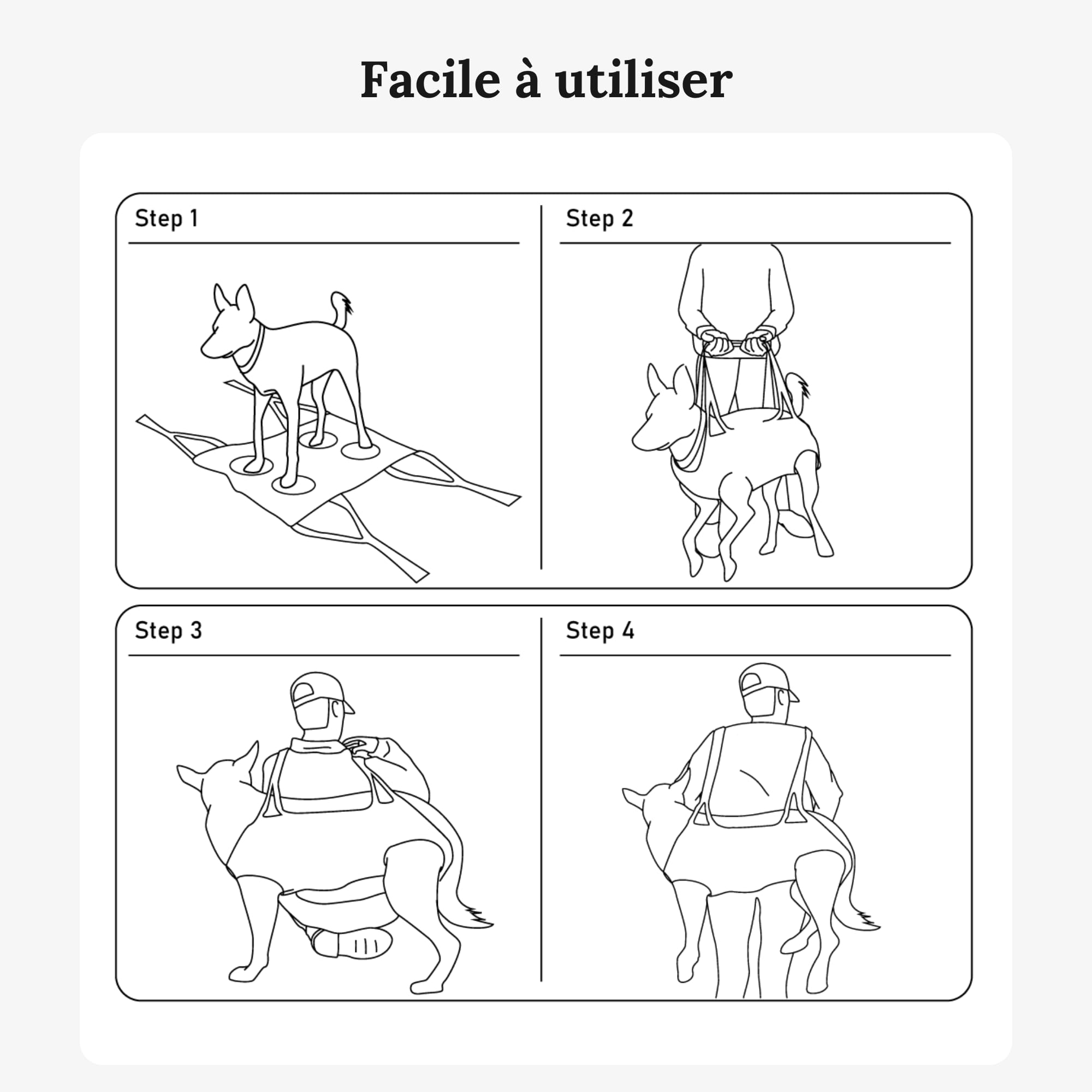 Aide au transport pour chien - Sac à dos d'urgence lors de randonnées ou sac de transport pour chien au quotidien dans les escaliers - Petit, léger, robuste, de qualité supérieure