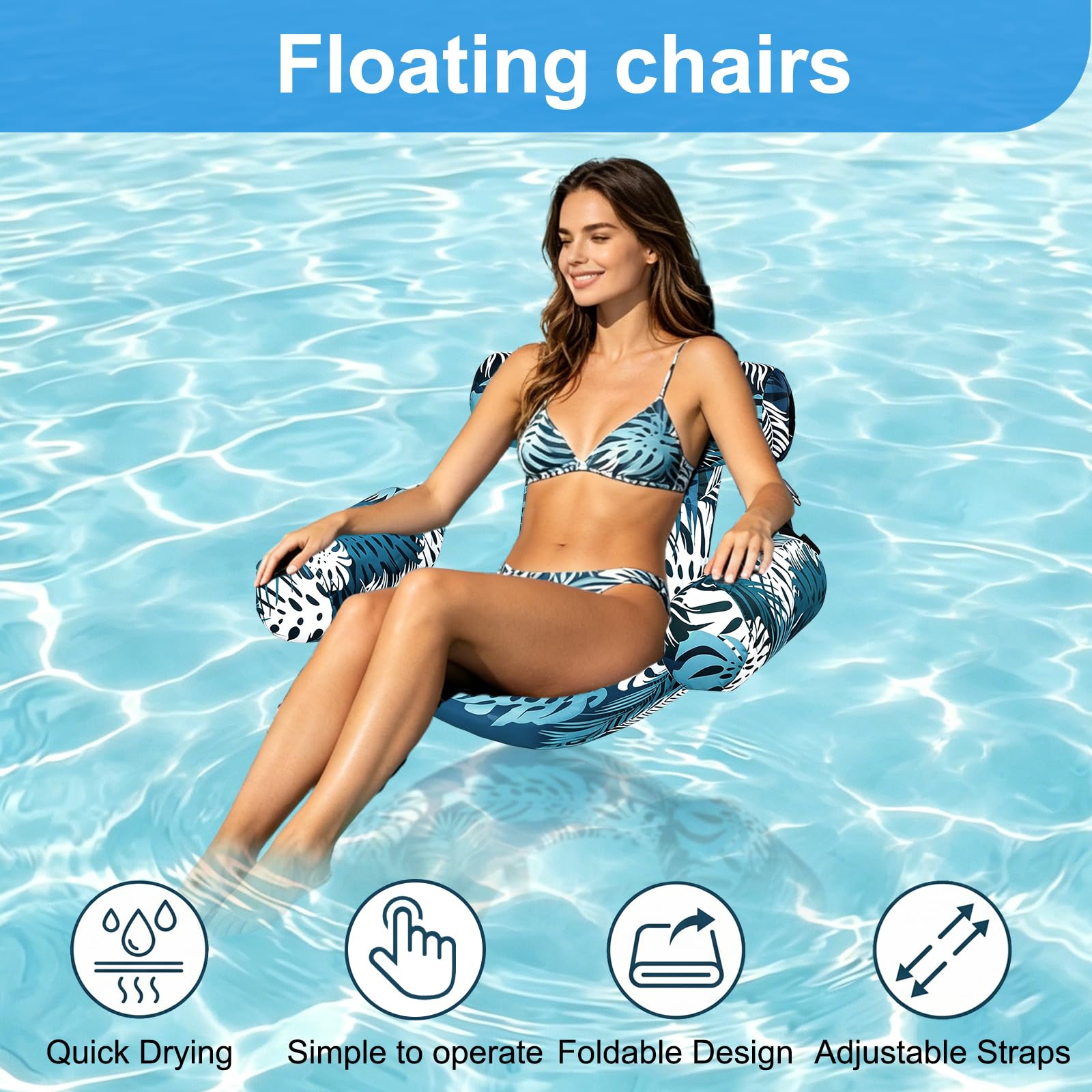 2 Stück Aufblasbare Wasser Pool Luftmatratze für Erwachsene, Aufblasbare Pool Schwimmsitze, Wassersessel Schwimmstuhl, Aufblasbare Wasser Pool Luftmatratze, für Partys, Sommer, Wassers, Strand