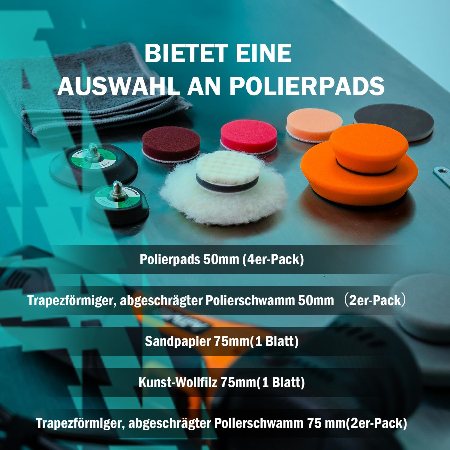 AUTIWOZ W02 Exzenter Poliermaschine Mini,630W Auto Polieren von Scheinwerfern,12mm Orbit Poliur für Details/Gesamte Fahrzeug,50mm/75mm Stützteller,2500-7000RPM,Kratzwaxer Wachsen Polier Schleifen