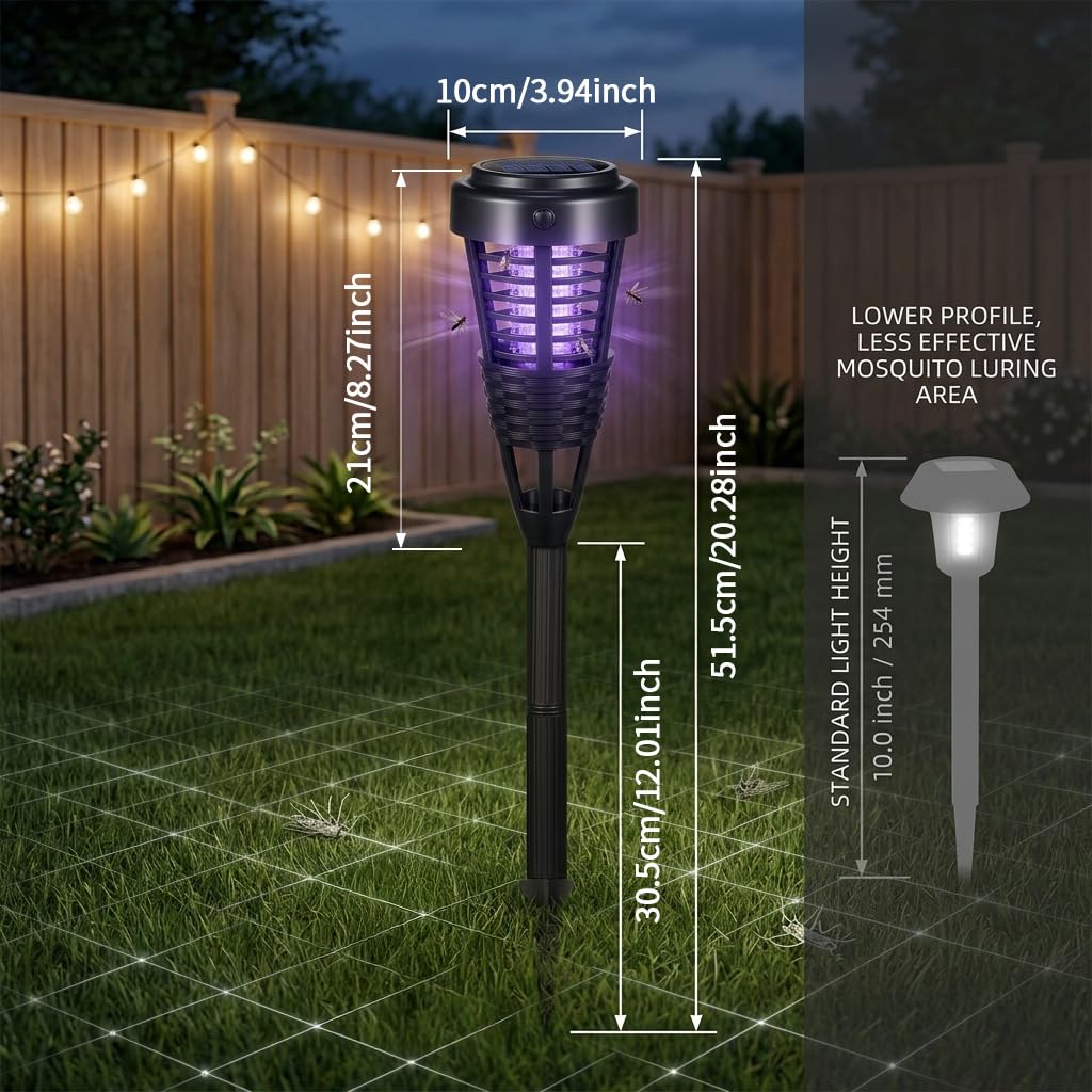 NO.4460427 - Matamosquitos solar para exteriores, impermeable, para mosquitos pequeños insectos voladores, 4 paquetes de 4 repelentes de mosquitos al aire libre, patio, jardín
