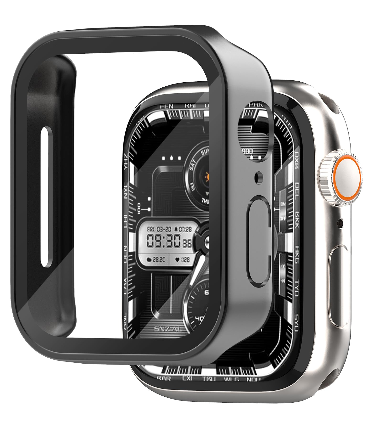 hellosy2 Pack Apple Watch Case with Tempered Glass Apple Watch Screen Protector Compatible with Apple Watch Series 6/5/4/SE 44mm, Overall Shockproof Protective Apple Watch Cover (black-2pack, 44mm)