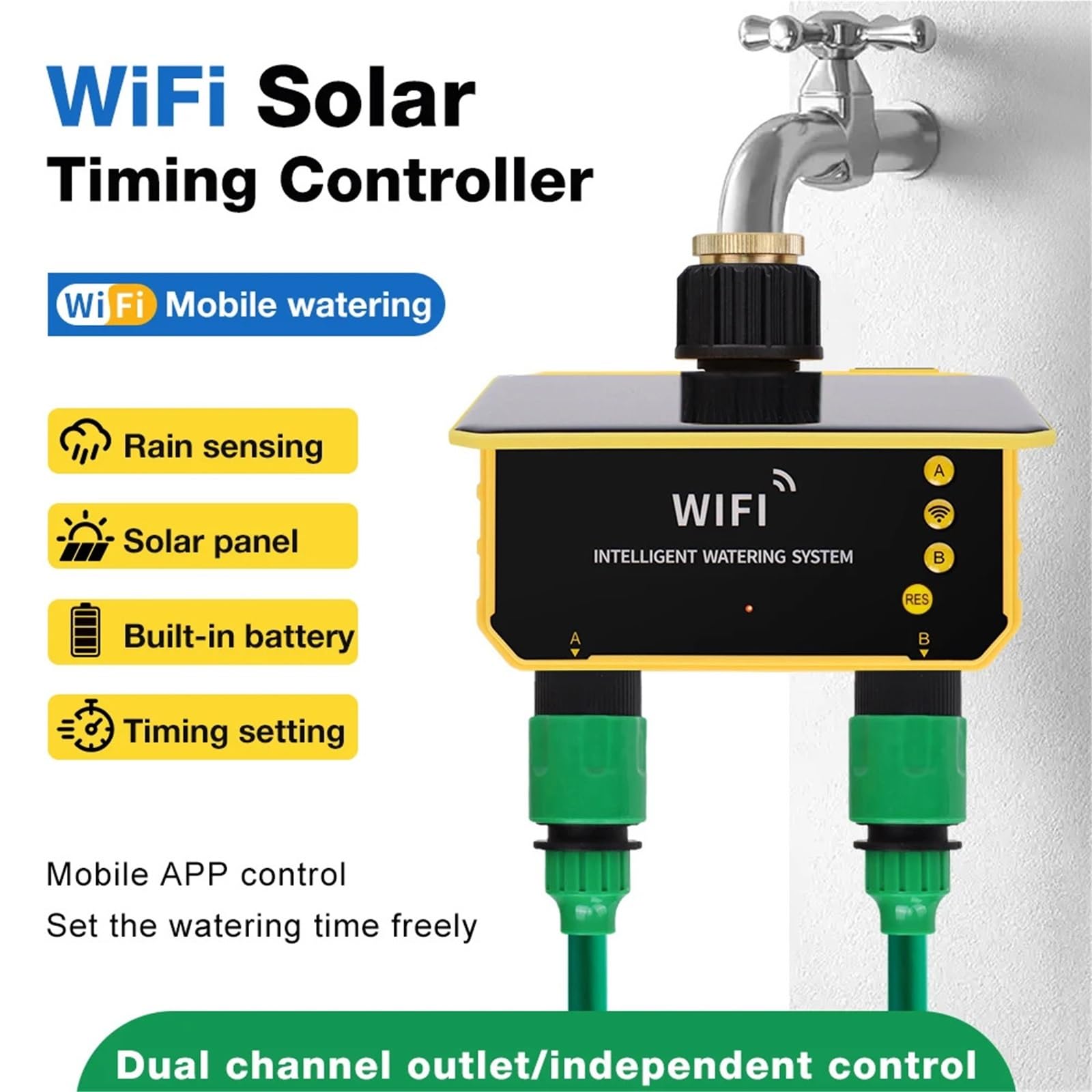 2 prese timer for irrigazione solare controllo intelligente APP di irrigazione automatico timer for l'acqua esterna strumento for irrigazione del giardino