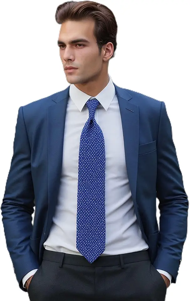 Gravata masculina azul real estampada para gravatas de negócios para ternos extra longa GG 160 cm