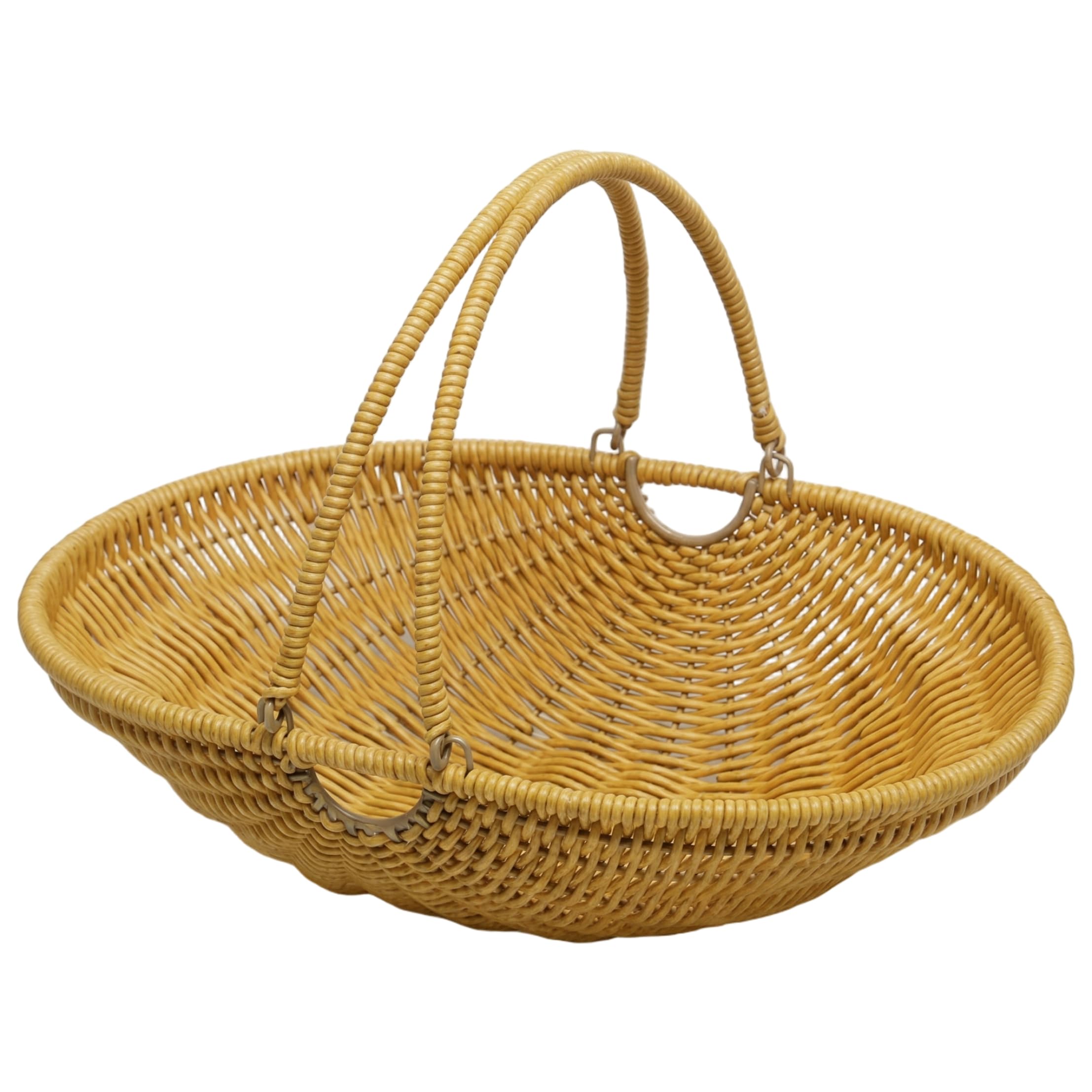 Cesta de Cosecha de Jardín, Cesta de Cosecha con Asa, Cestas de Jardín Tejidas a Mano para Recoger Verduras, Almacenamiento de Picnic - Amarillo, Talla L.