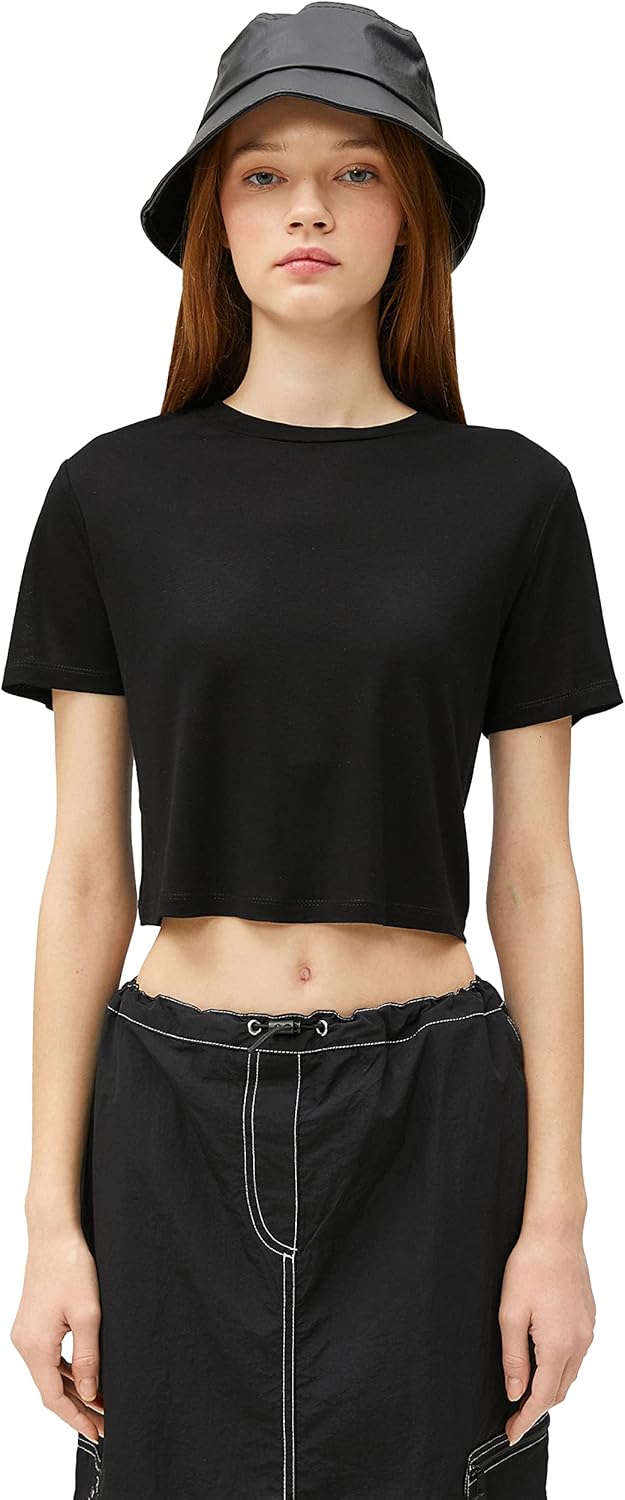 Koton T-Shirt Donna Manica Corta In Viscosa Con Stampa: Taglia M, Colore Ecru (010) - Morbida E Perfetta Per L'Estate