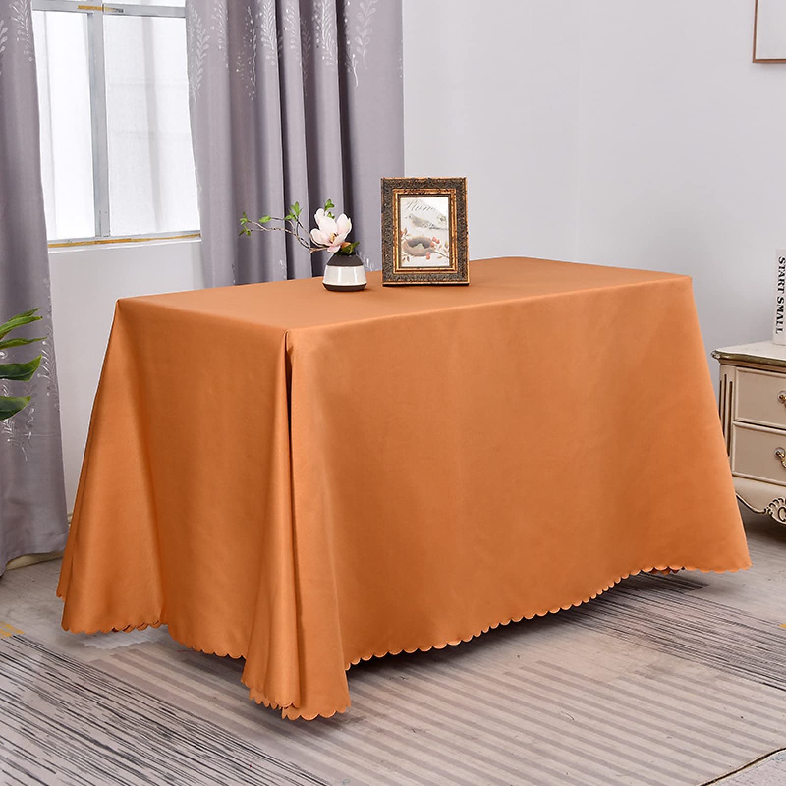 Mantel antimanchas antiarrugas, fácil de limpiar, color marrón, 180 x 320 cm, protector textil para el hogar y eventos