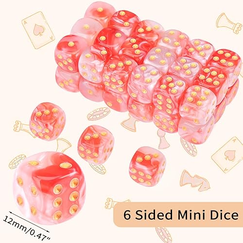 Miniatura 61 de Juego de 36 dados mini de 0.472 in, 6 caras, juego de dados con patrón de perlas, 6 dados estándar para Yahtzee, Bunco o enseñanza de matemáticas