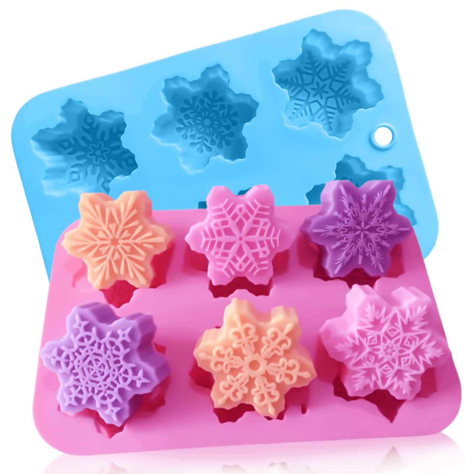 2 Stück Schneeflocken Silikonformen - Wiederverwendbar Für Seife & Backwaren
