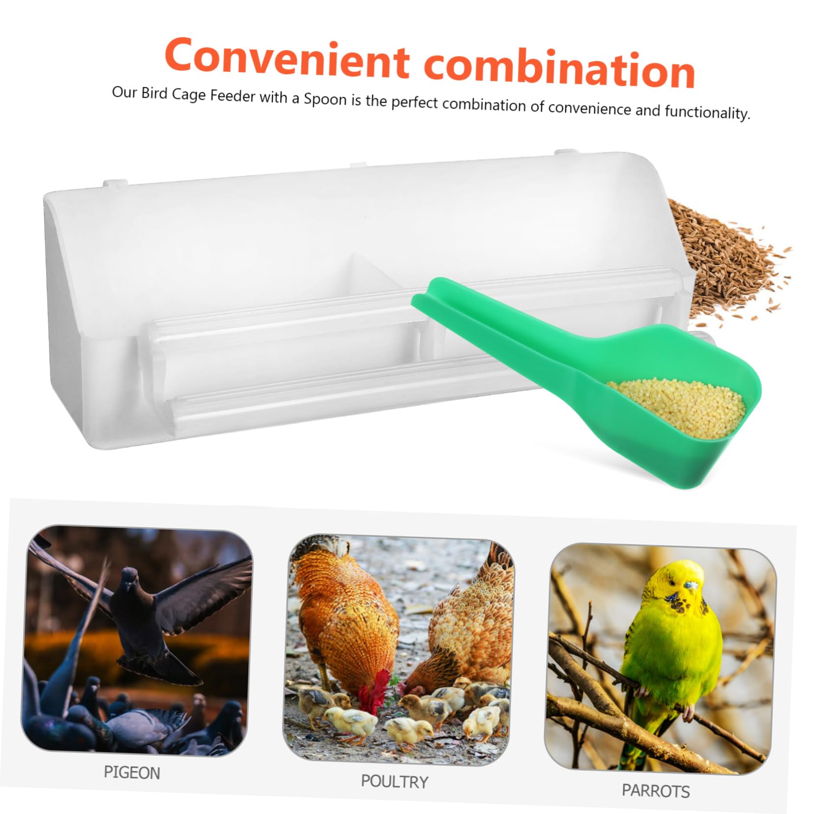 BESPORTBLE 4 Juegos De Jaula Caja De Comida Cuchara De Comida para Pájaros Jaulas De Pájaros Dispensador De Agua Comederos para Interior Comedero para Soporte De Comida para