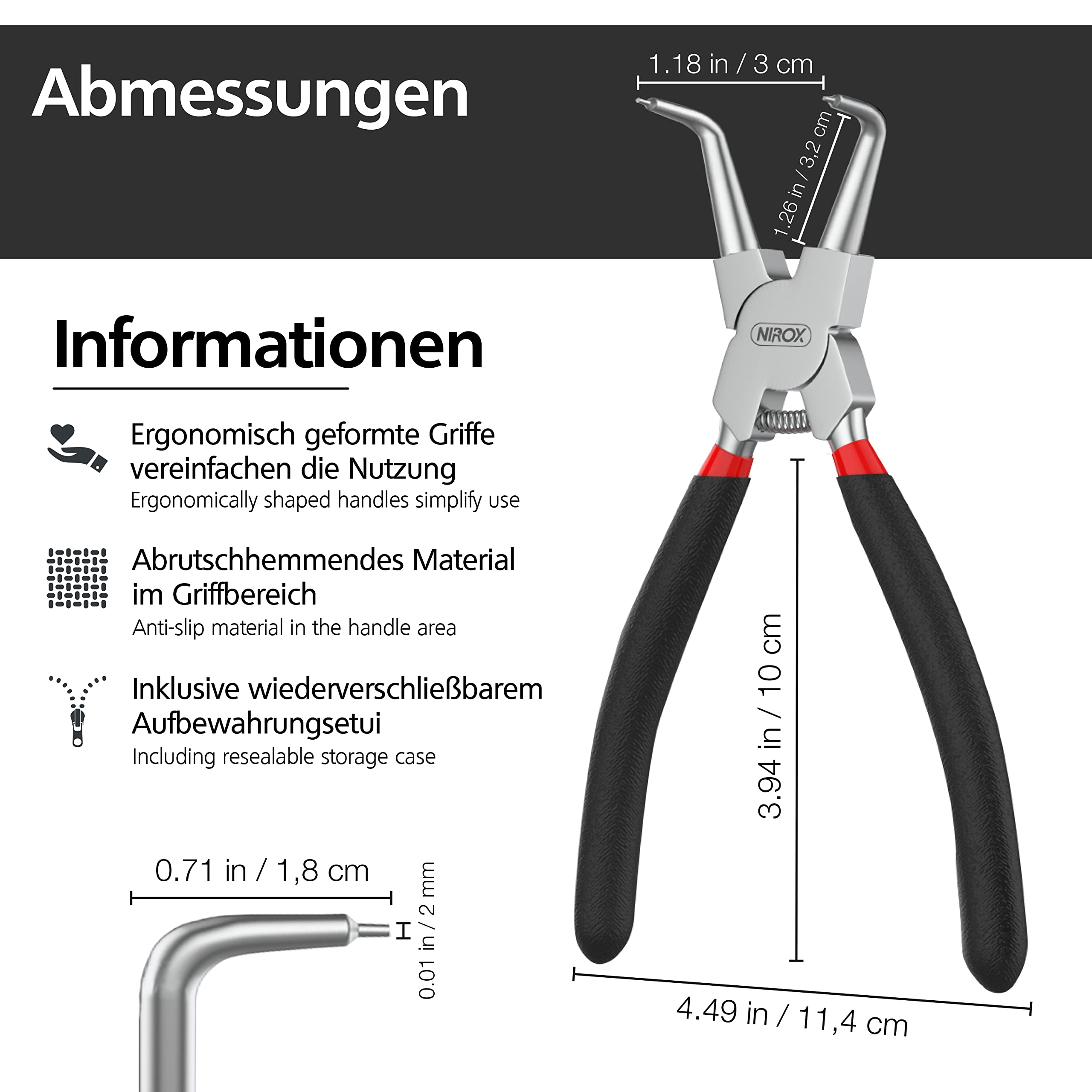 TOOLEAGUE Sprengringzangen-Set 4-teilig - 22,9cm Für Innen/Außenringe