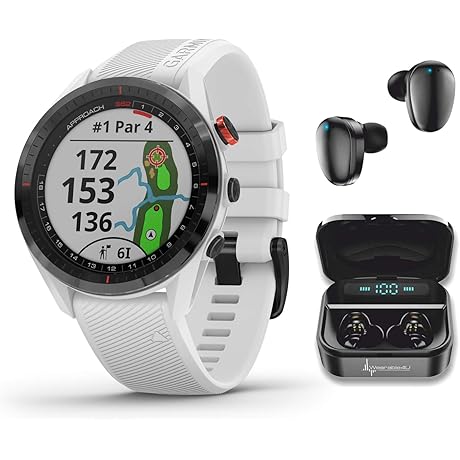 Garmin Approach S62 Premium GPS White Golf Watch with Black Earbuds with...