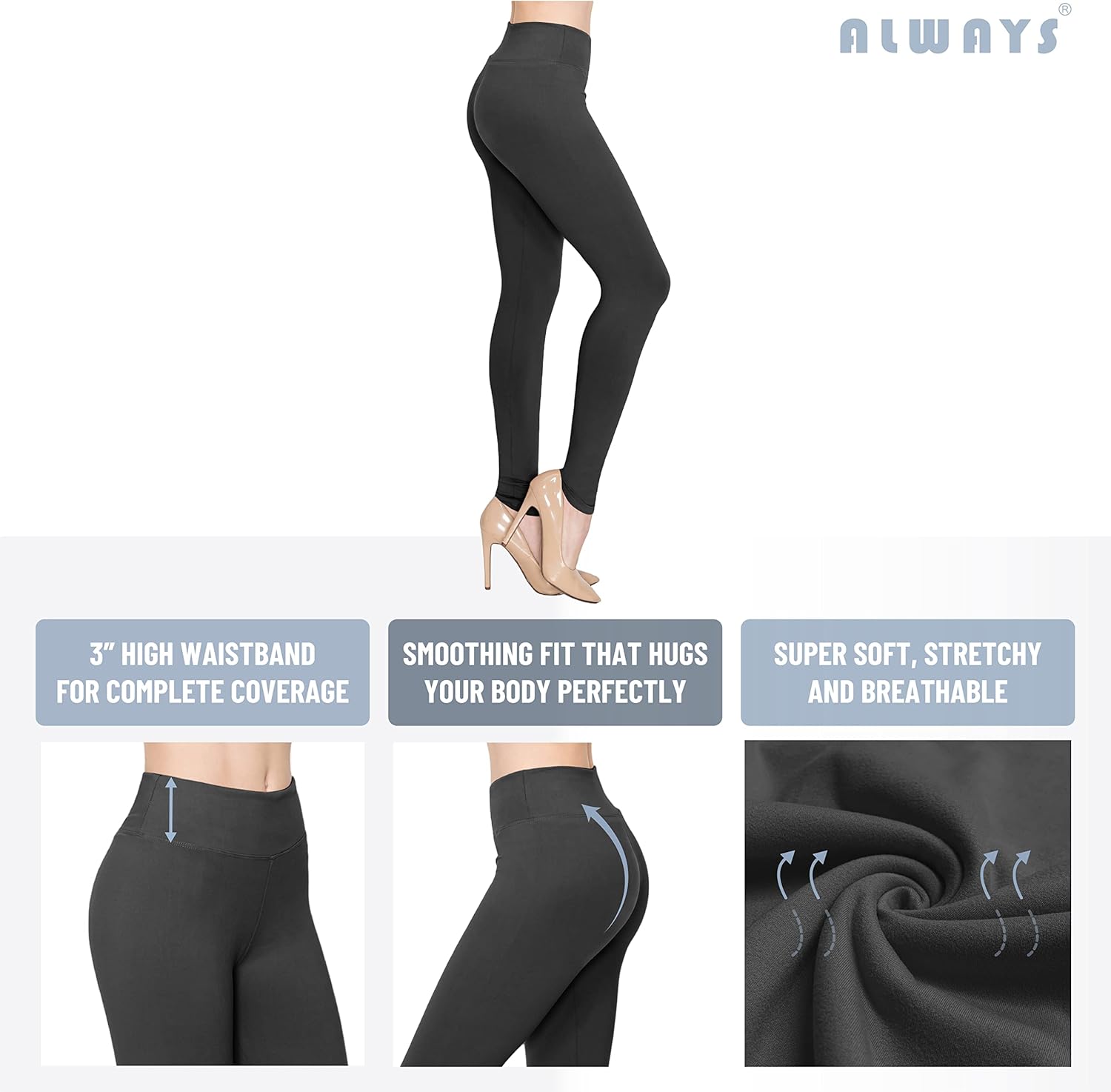 ALWAYS Soft Leggings for Women - High Waisted Tummy Control Compression Yoga Workout Pants Burgundy Plus - Image 6