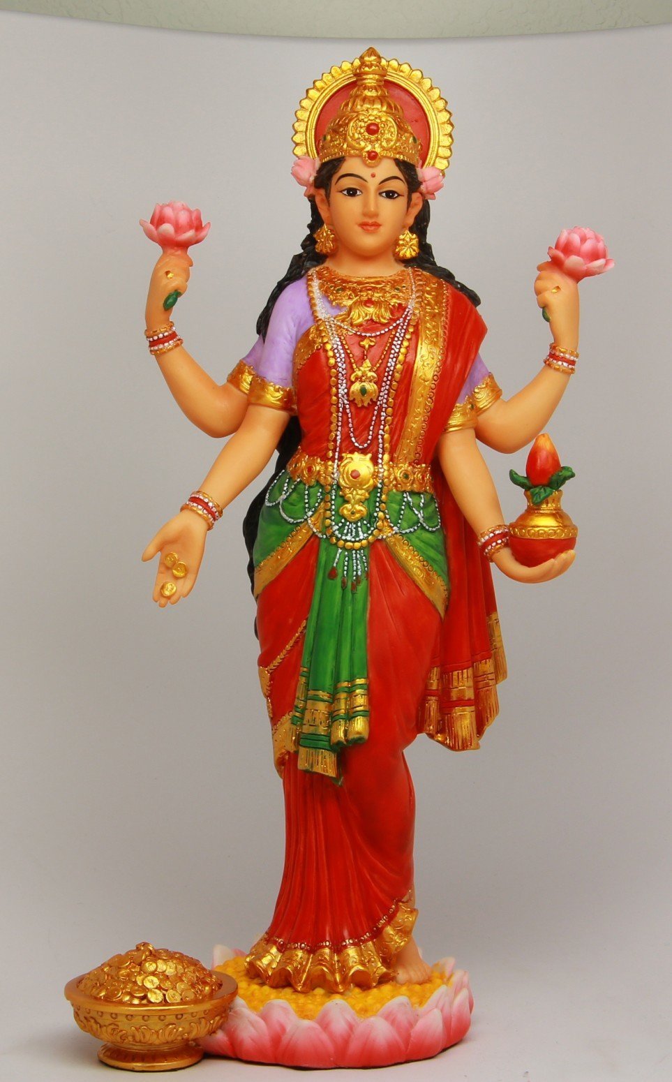 Pacific Giftware Hindu Hinduism Colorful Lakshmi Goddess Of Wealth Prosperity Statue Figurine Deity Of Beauty
